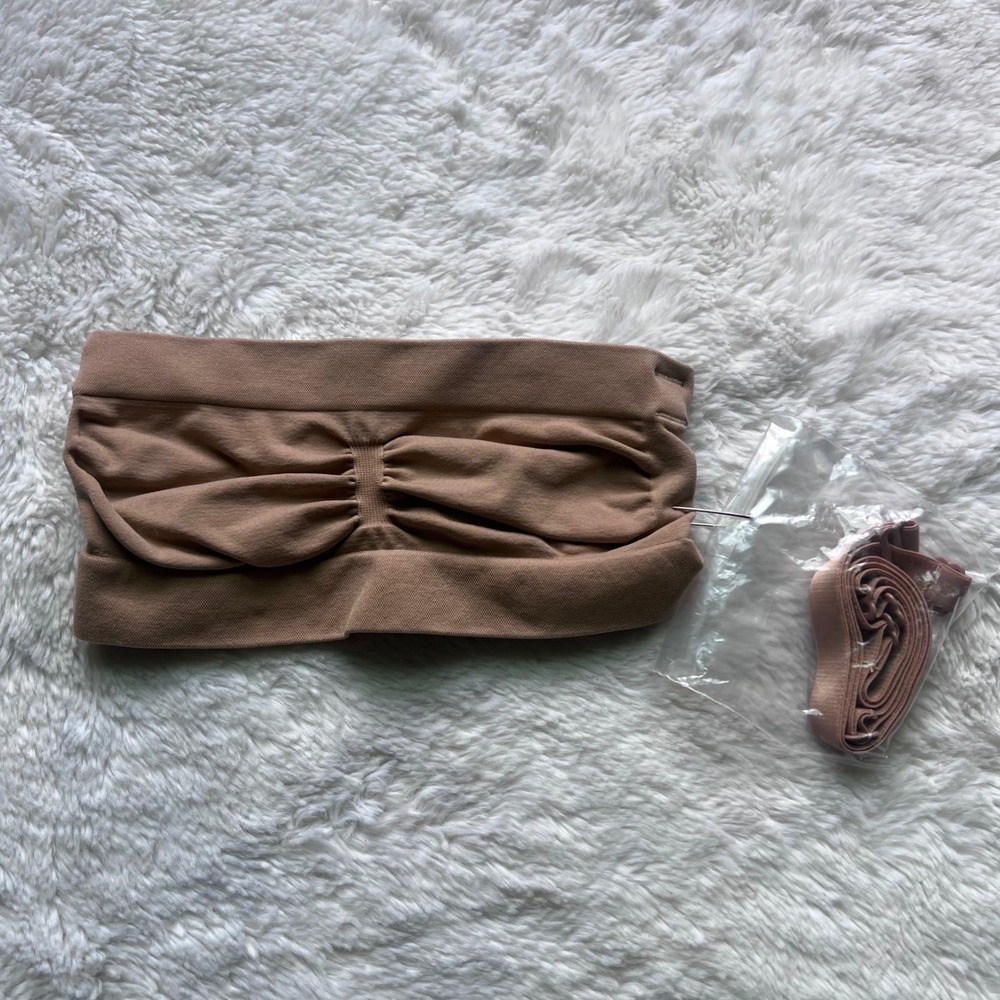 SKIMS Fits Everybody Bandeau Bra Clay Brown XXS Strapless with Detachable Straps